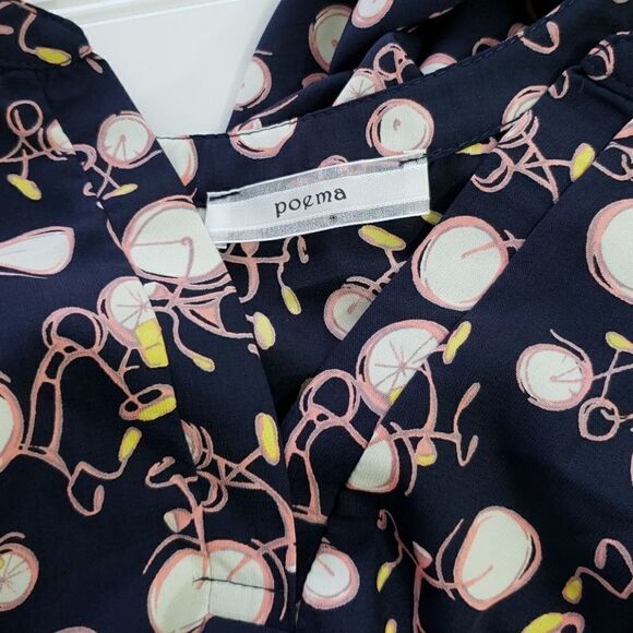 LAST CHANCE REMOVING~. * POEMA * Bicycle Navy 3/4 Sleeve Top 1X - Picture 4 of 5